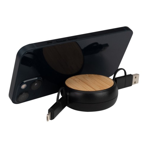 Connect Multicargador Retráctil 4 en 1 de ABS/Bamboo