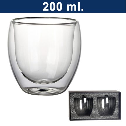 Set De 2 Vasos De Vidrio Doble Pared