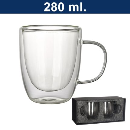 Set De 2 Vasos De Vidrio Doble Pared