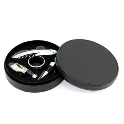 Set De Vino Símil Cuero W7